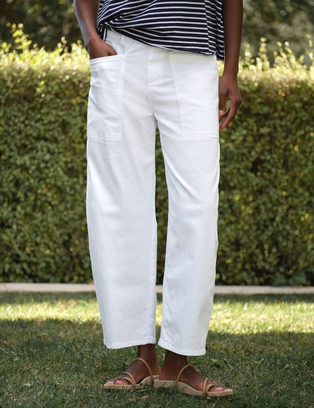 NEW FRANK & EILEEN bray everyday barrel pants in white